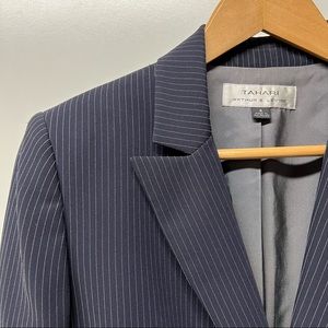 Tahari Navy Pinstripe Blazer